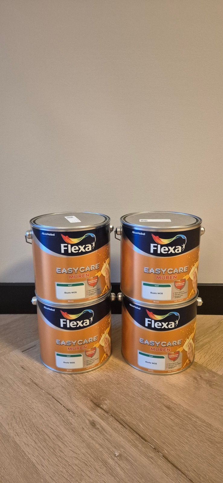 4x Flexa Easycare Muren Mat - Kasjmierkleur (10L), Ophalen, Beige, Nieuw, Verf