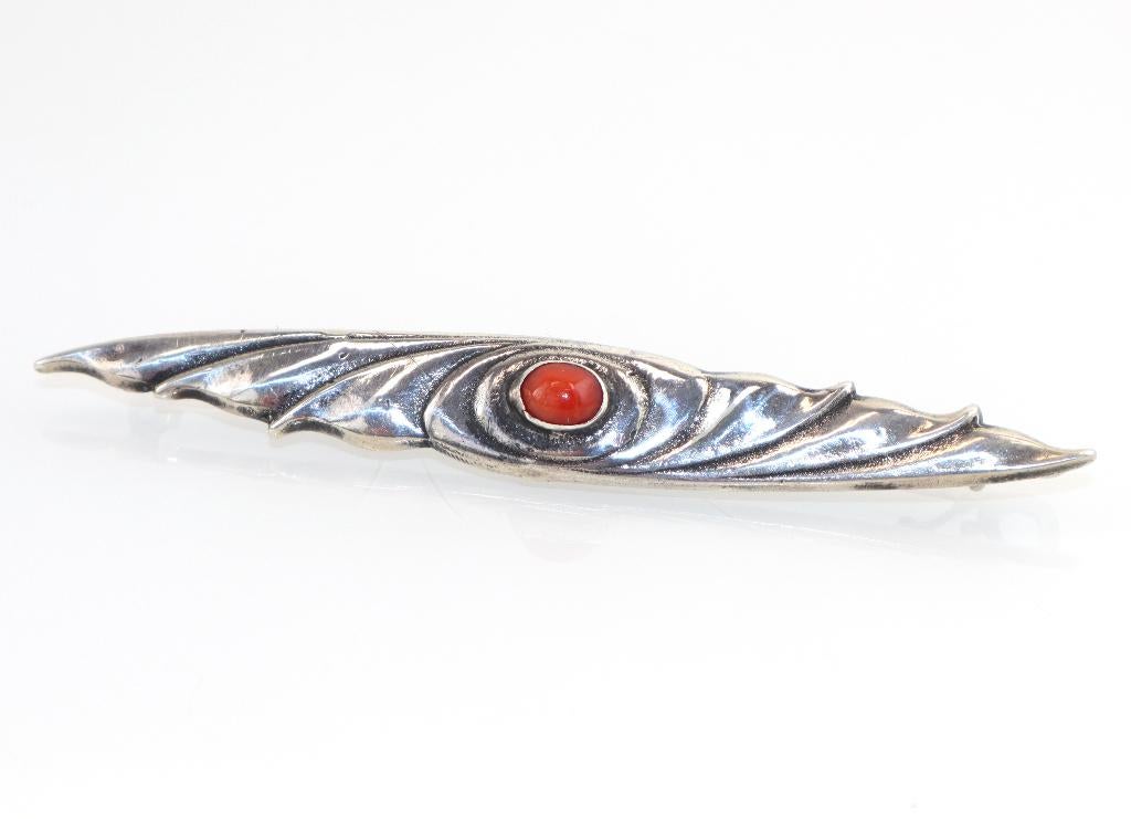 Zilveren broche Amsterdamse School, ca. 1930, Ophalen of Verzenden, Zilver, Broche