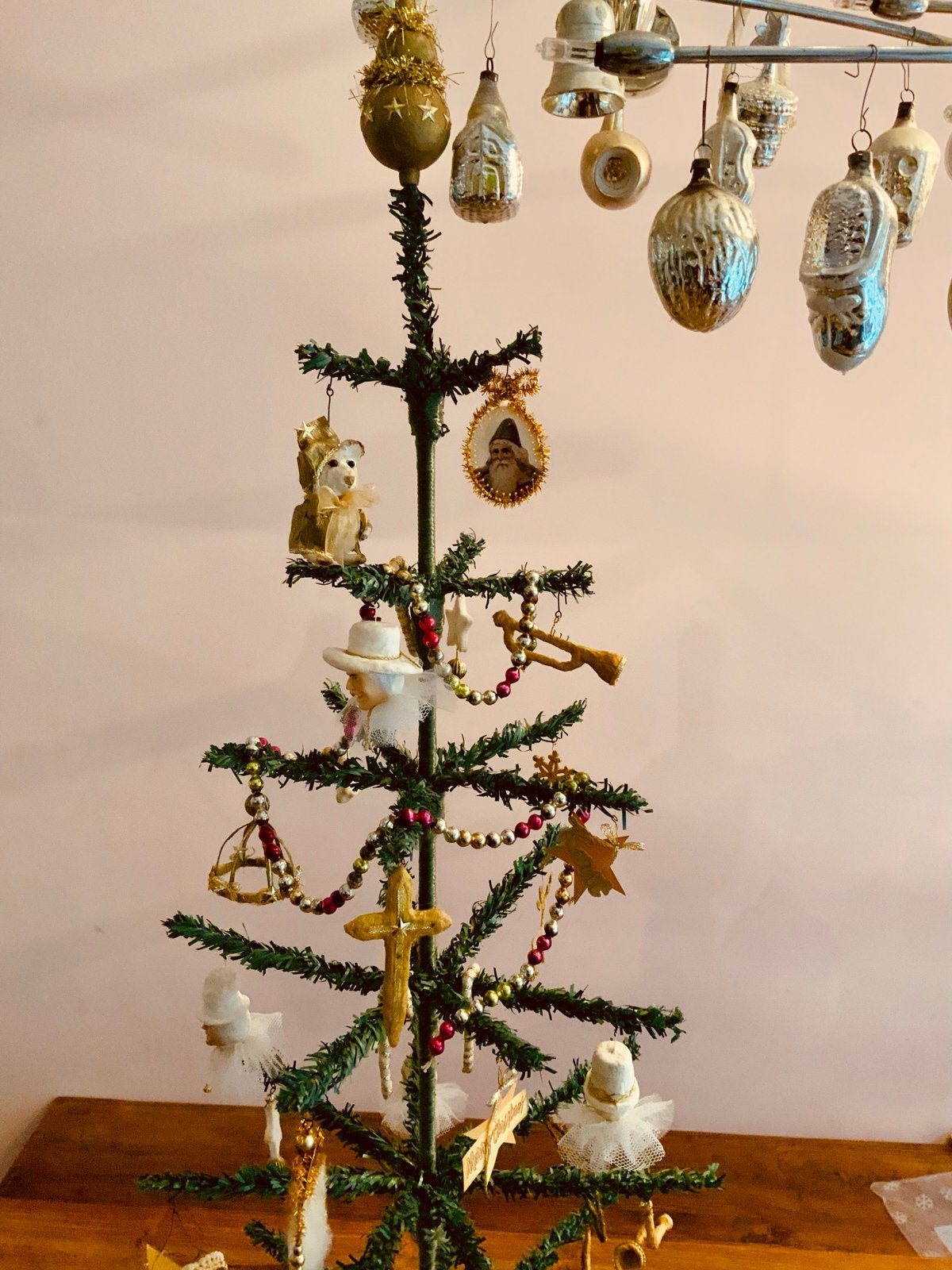 Antieke kerstslinger glas vintage kerstversiering, Ophalen of Verzenden
