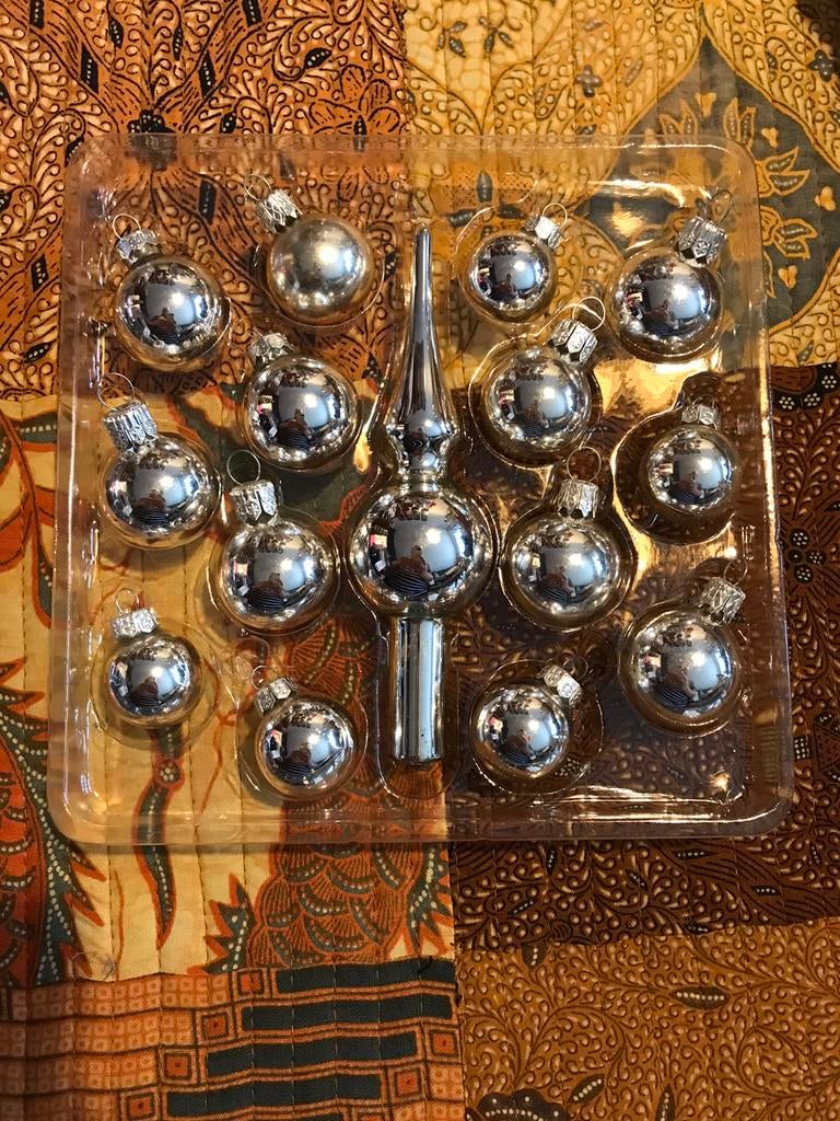 Kerst ballen piek voor mini kleine kerstboom zilver decoris, Verzenden, Gebruikt