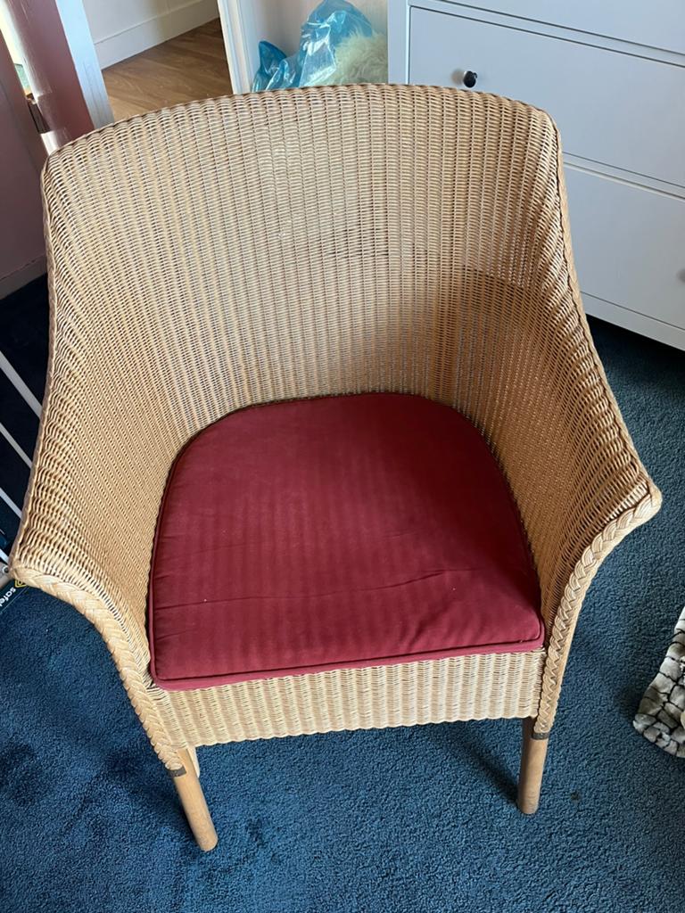 2x Rieten stoelen van lloyd loom, Ophalen, Gebruikt, Twee, Bruin