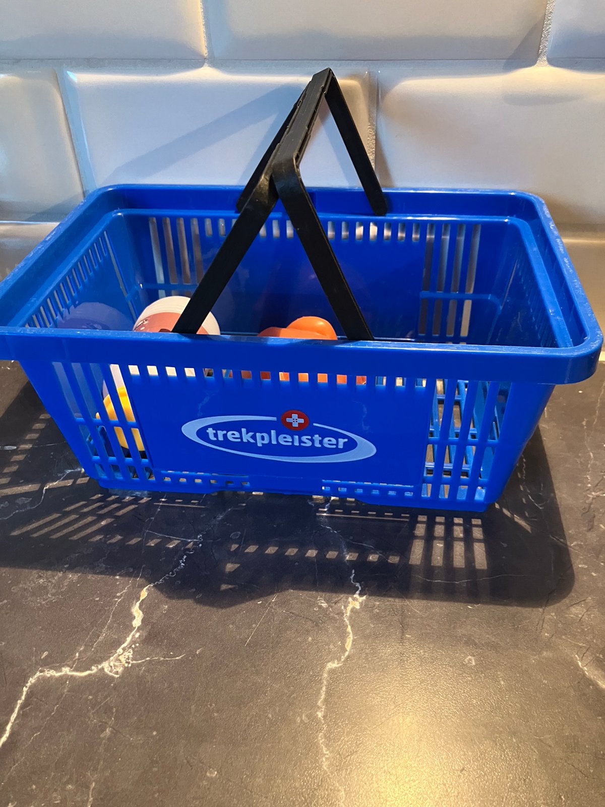 Z.g.a.n/blauw boodschappen mandje trekpleister/kinderen, Ophalen of Verzenden, Zo goed als nieuw, Ontdekken