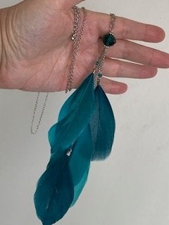 Lange hippie ketting turquoise zeegroen nieuw, Sieraden, Tassen en Uiterlijk, Kettingen, Overige materialen, Verstelbaar, Blauw