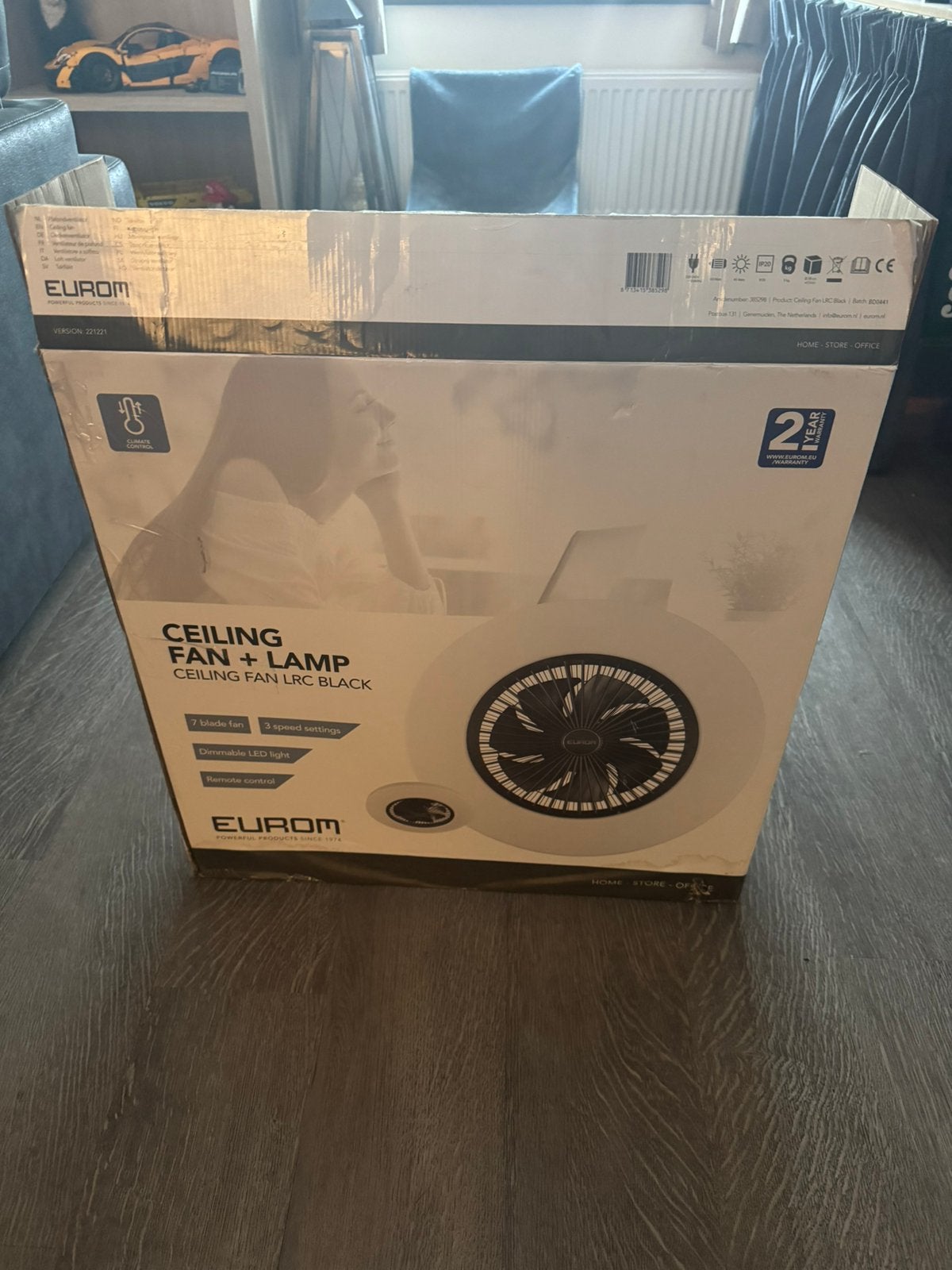 Eurom ceiling fan + lamp, Ophalen, Ventilator met afstandsbediening, Zo goed als nieuw, Plafondventilator