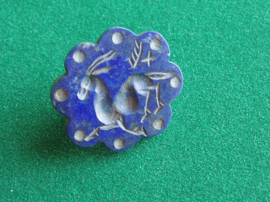 Zegelstempel  Antilope Lapis Lazulli Bactrië 2-1e eeuw v Chr, Ophalen of Verzenden