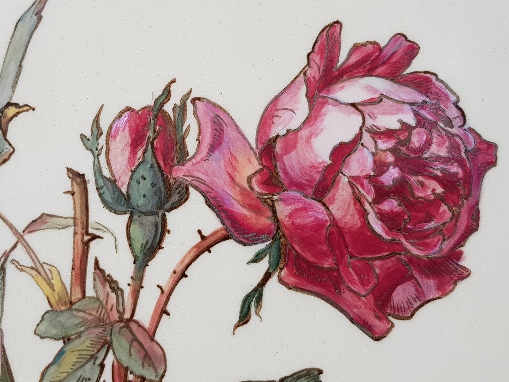 Mooi groot oud bord uit Engeland met een roos 30,4 cm., Ophalen of Verzenden