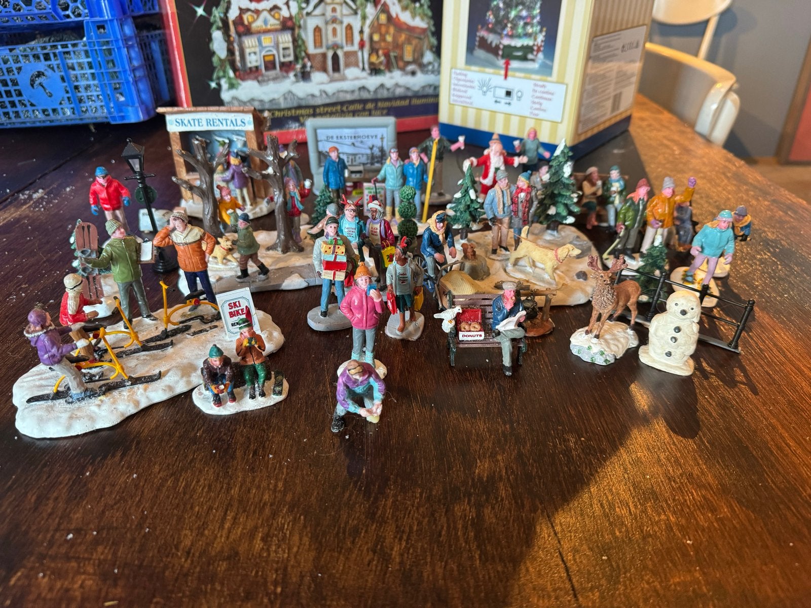 Decoratieve items kerstdorp, set 30 stuks, Ophalen of Verzenden, Gebruikt