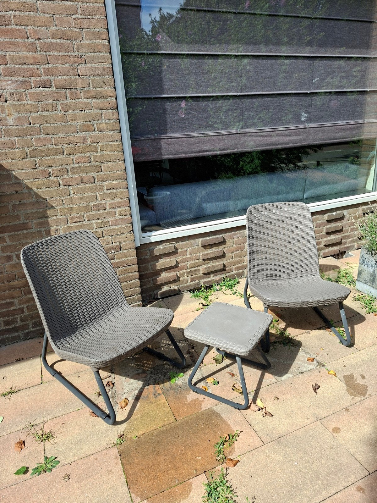 2x Keter Rio Tuinset met bijzettafel - Wicker/Metaal Gratis, Tuin en Terras, Ophalen, Gebruikt, Wicker