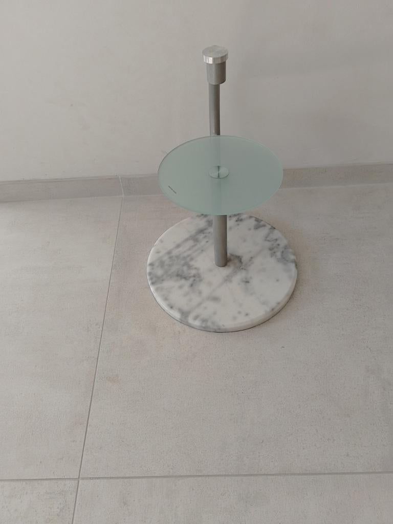 Bijzettafel glas en marmer, Minder dan 55 cm, Gebruikt, Rond, Glas