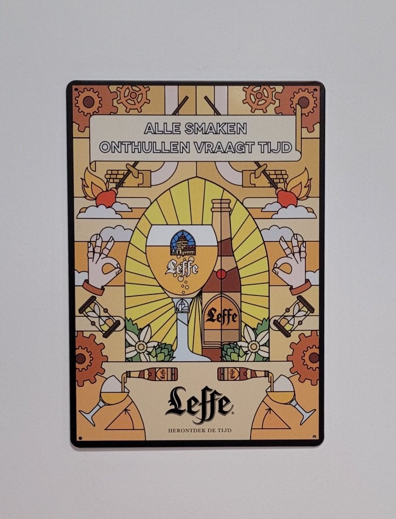 Leffe bier logo reclamebord van metaal wandbord decoratie, Ophalen of Verzenden, Nieuw, Reclamebord, Plaat of Schild, Overige merken
