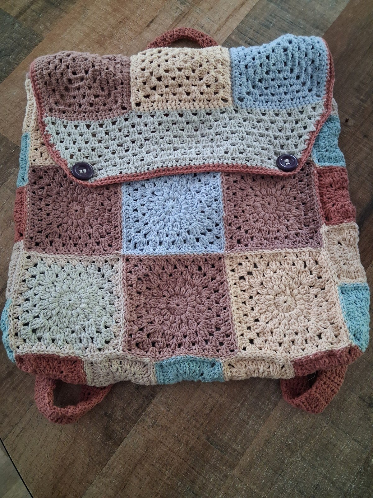 Gehaakte Granny Square Rugzak - Handgemaakt, Overige merken, 25 tot 40 cm, Ophalen of Verzenden, Zo goed als nieuw