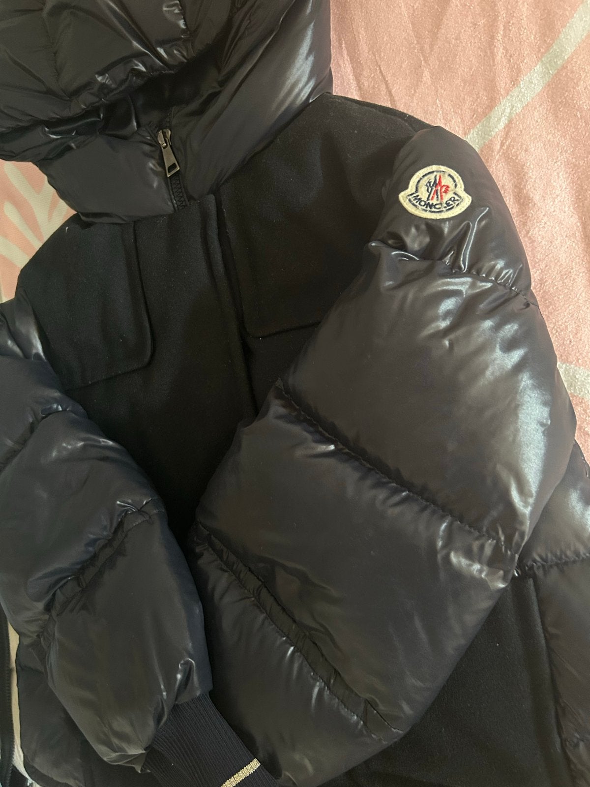 Moncler jas met wollen details, Ophalen of Verzenden, Zo goed als nieuw, Meisje, Jas
