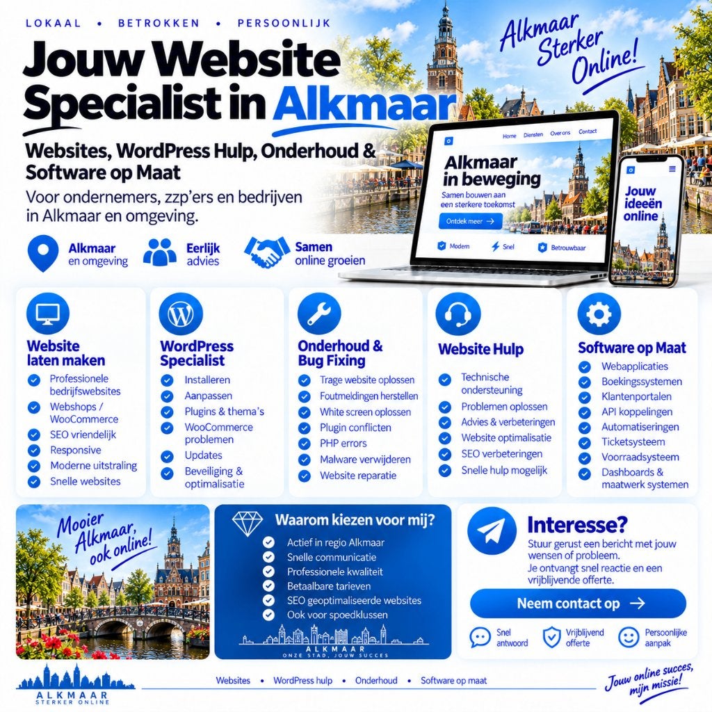 Website Laten Maken & WordPress Hulp Alkmaar, Vanaf 3 jaar, Geschikt als bijbaan, Freelance of Uitzendbasis, 33 - 40 uur