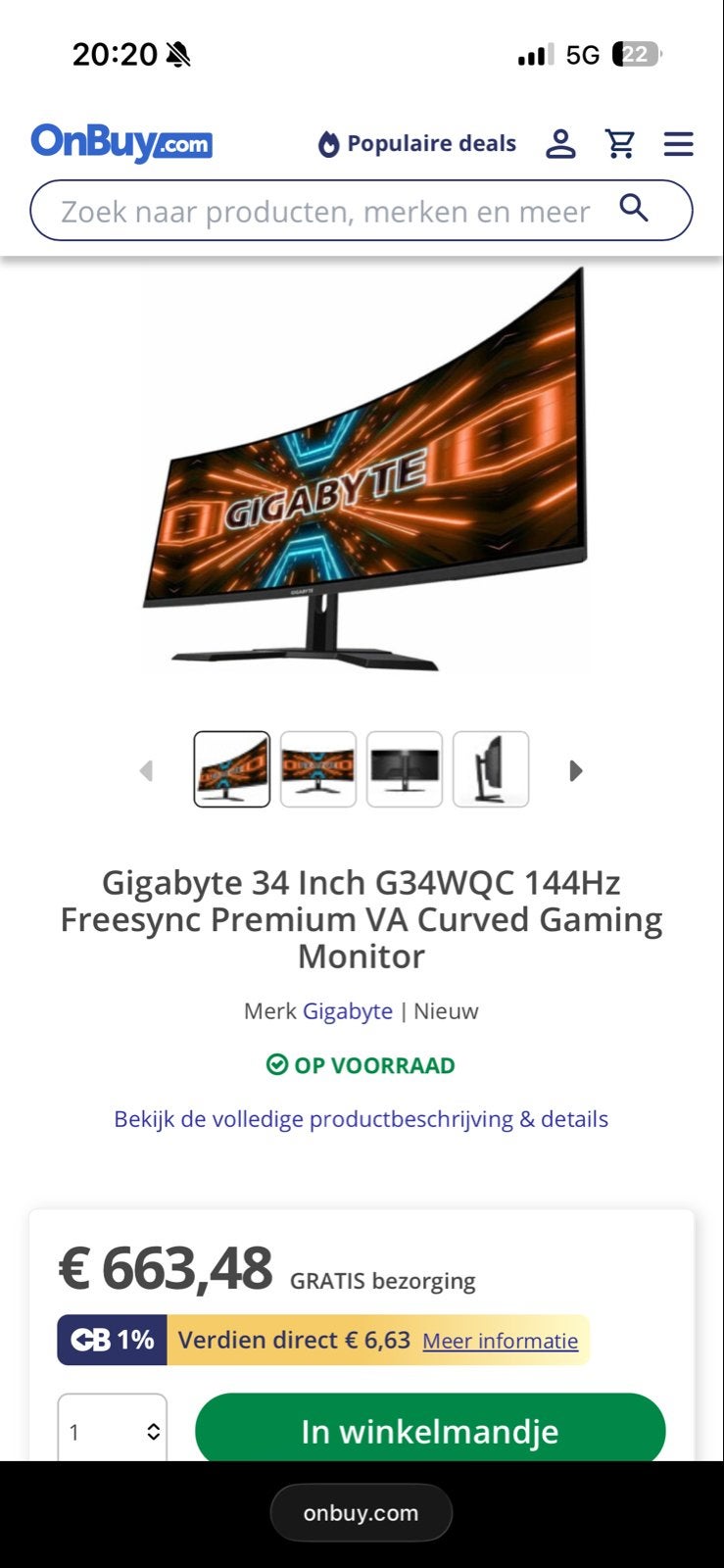 Gigabyte G34WQC 34 inch 144Hz Curved Gaming Monitor, Computers en Software, Monitoren, Gaming, 101 t/m 150 Hz, Curved, VA