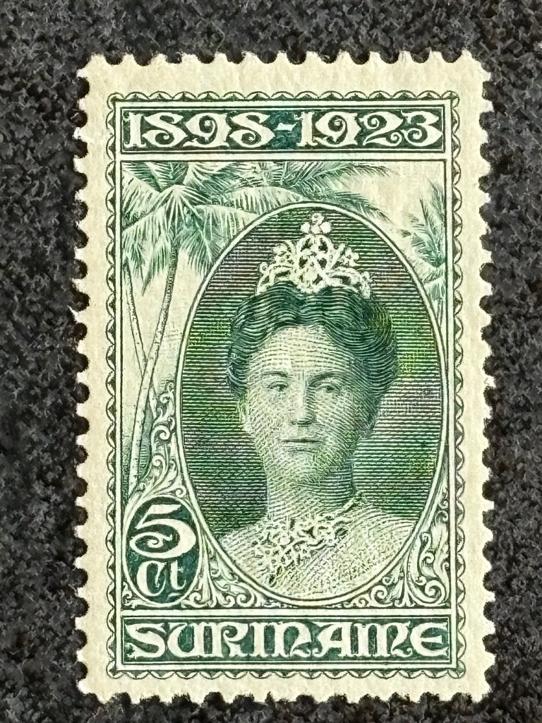 1923 SUR 104A Kon Wilhelmina Jubileum 5ct Ongebruikt, Ophalen of Verzenden