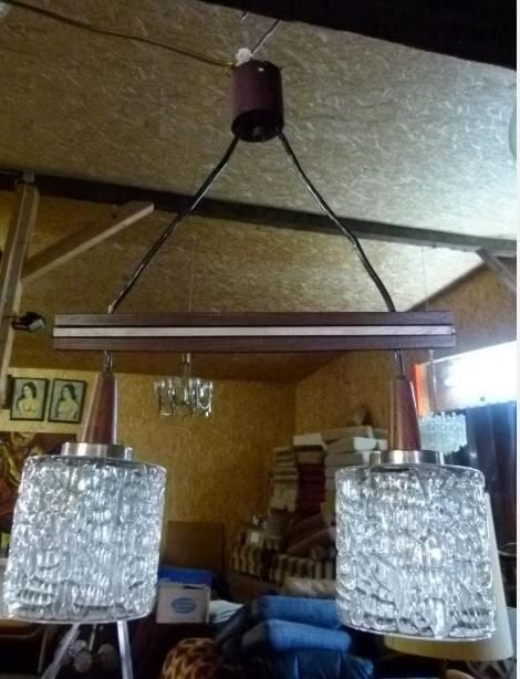 vintage hanglamp 60er jaren Peill & Putzler, Ophalen, E27 (groot), Zo goed als nieuw, Glas