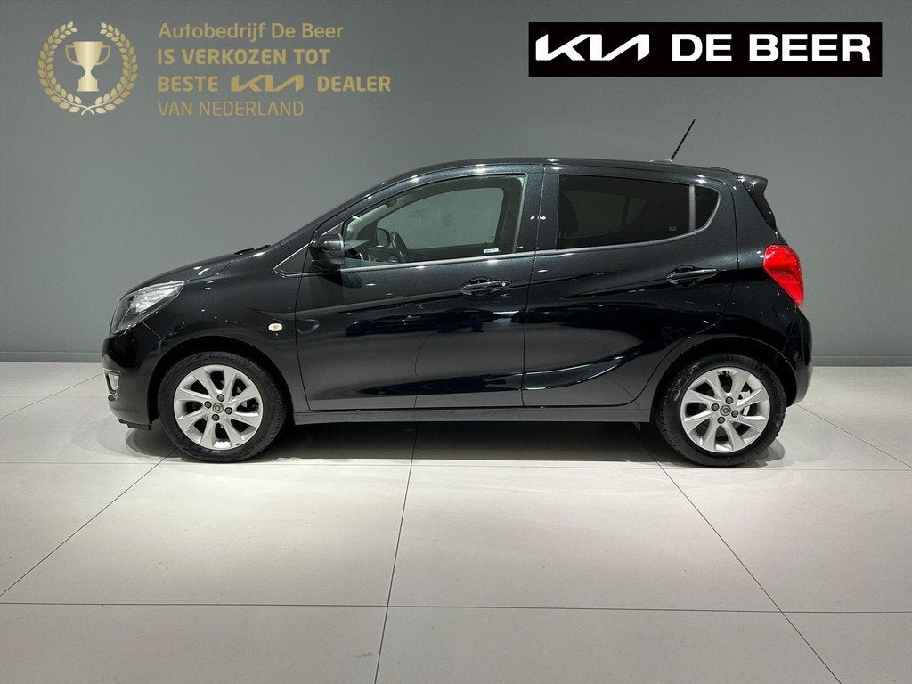 Opel Karl 1.0 ecoFLEX 75pk Cosmo Leer/ Clima/ Cruise/ LM, Auto's, Opel, Gebruikt, Leder en Stof, Zwart, Origineel Nederlands