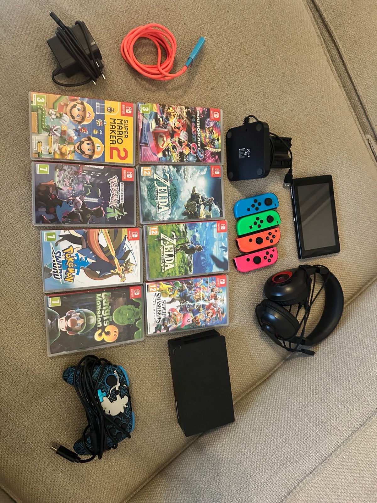 Nintendo Switch met 8 spellen Zelda Mario Pokemon, Ophalen of Verzenden, Zo goed als nieuw, Switch Original