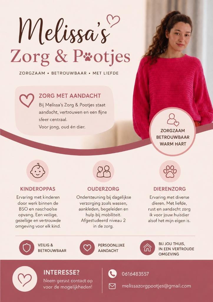 Melissa’s Zorg & Pootjes, Vacatures, Vacatures | Thuiswerk, Starter, MBO, 33 - 40 uur, Geschikt als bijbaan