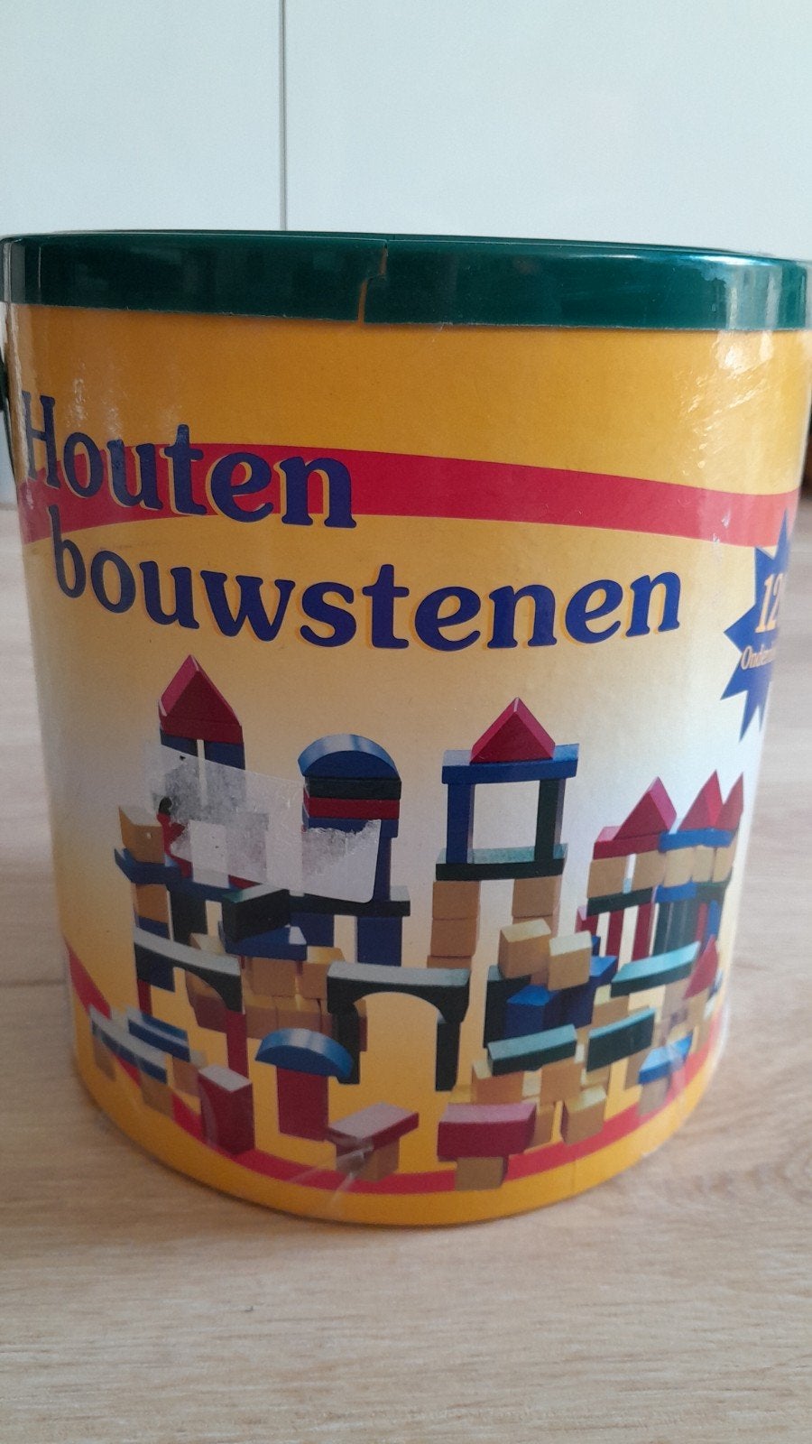 Houten bouwstenen in emmer, Ophalen of Verzenden