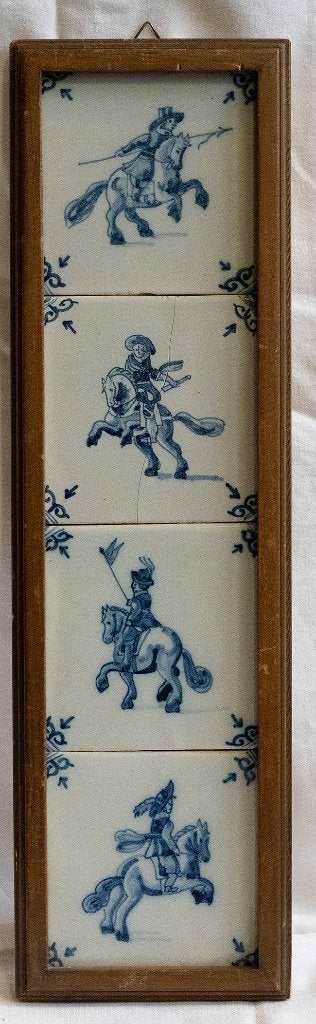 4 Oud-Hollandse tegeltjes in omlijsting, Ophalen of Verzenden