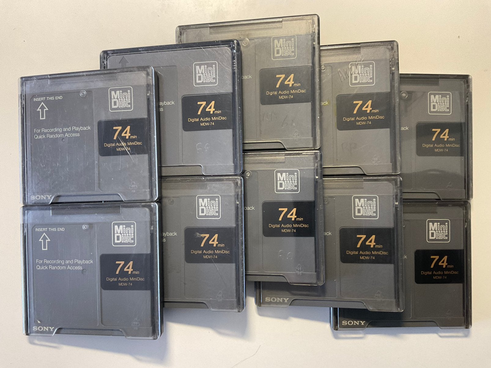 Minidisc’s  SONY GRIJS MDW-74. 10x als nieuw. 74 minuten, Ophalen of Verzenden