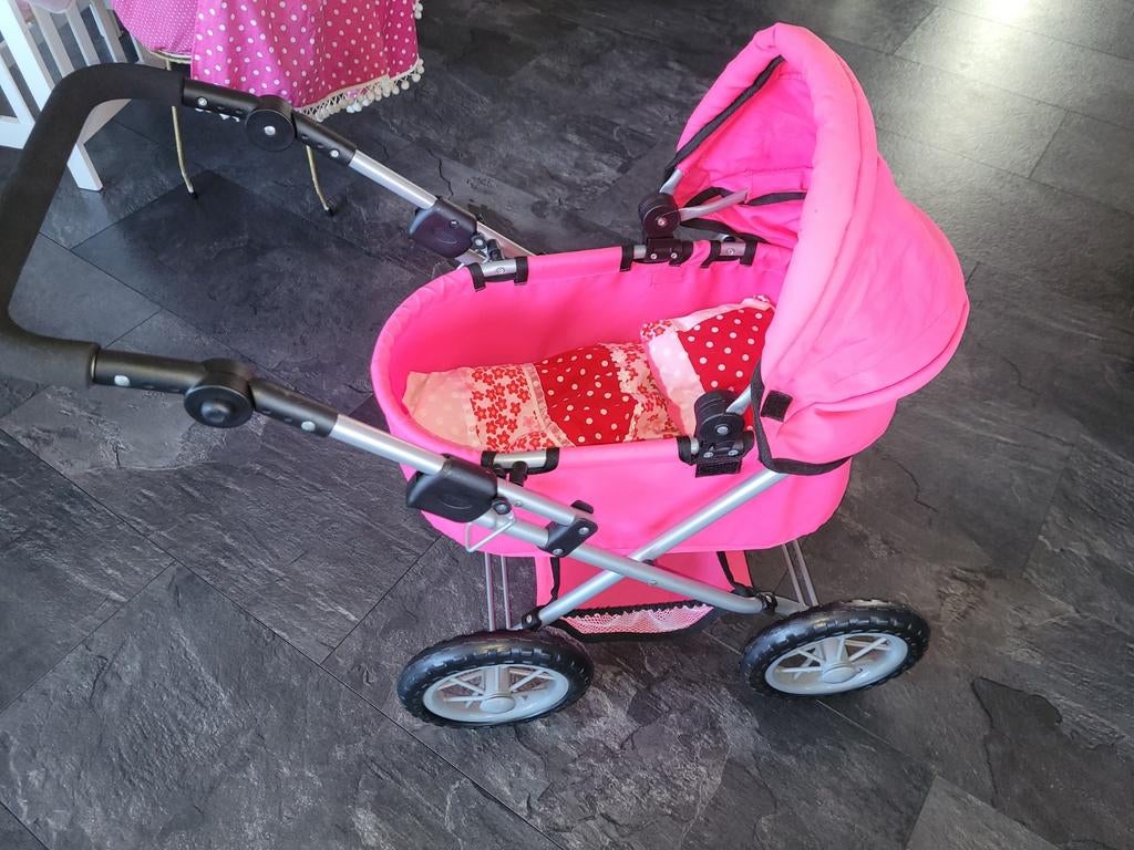 Roze poppenwagen met dekentje en kussen, Ophalen of Verzenden, Gebruikt, Meisje