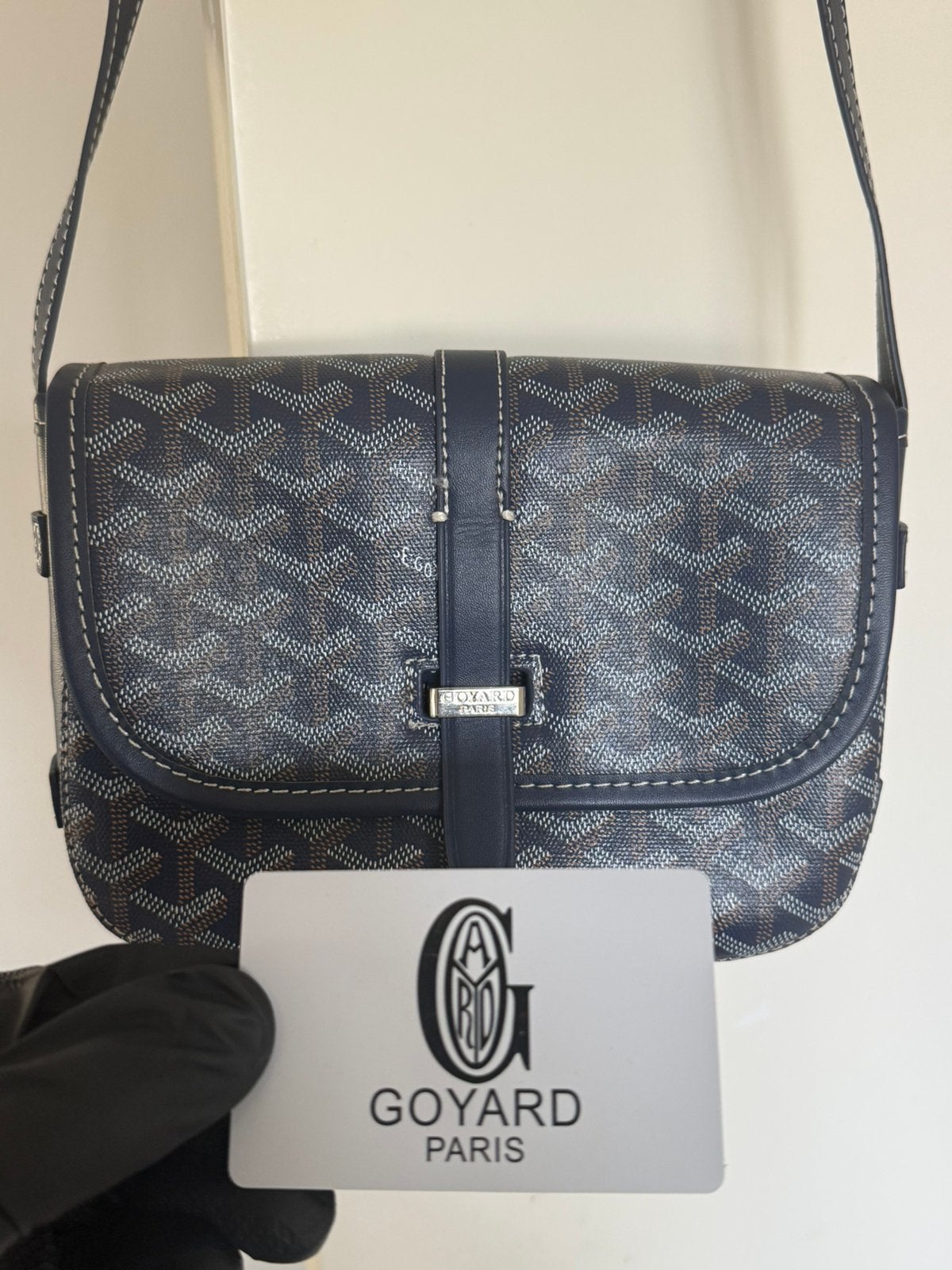 Goyard Belvédère PM-Navy Blue Goyardine, Sieraden, Tassen en Uiterlijk, Tassen | Schoudertassen, Ophalen of Verzenden, Zo goed als nieuw