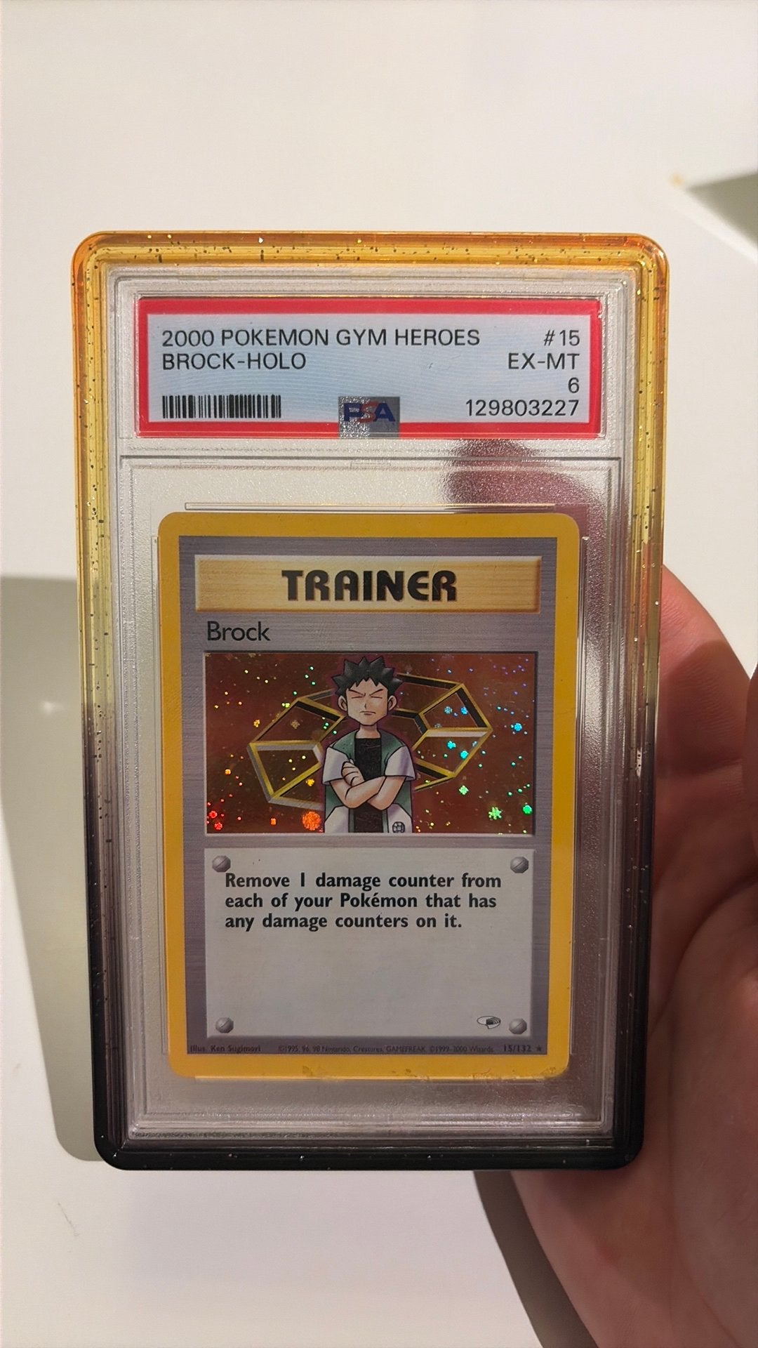 Pokémon Brock Holo Trainer – PSA 6 EX-MT – Gym Heroes (2000), Ophalen of Verzenden, Nieuw, Losse kaart, Foil