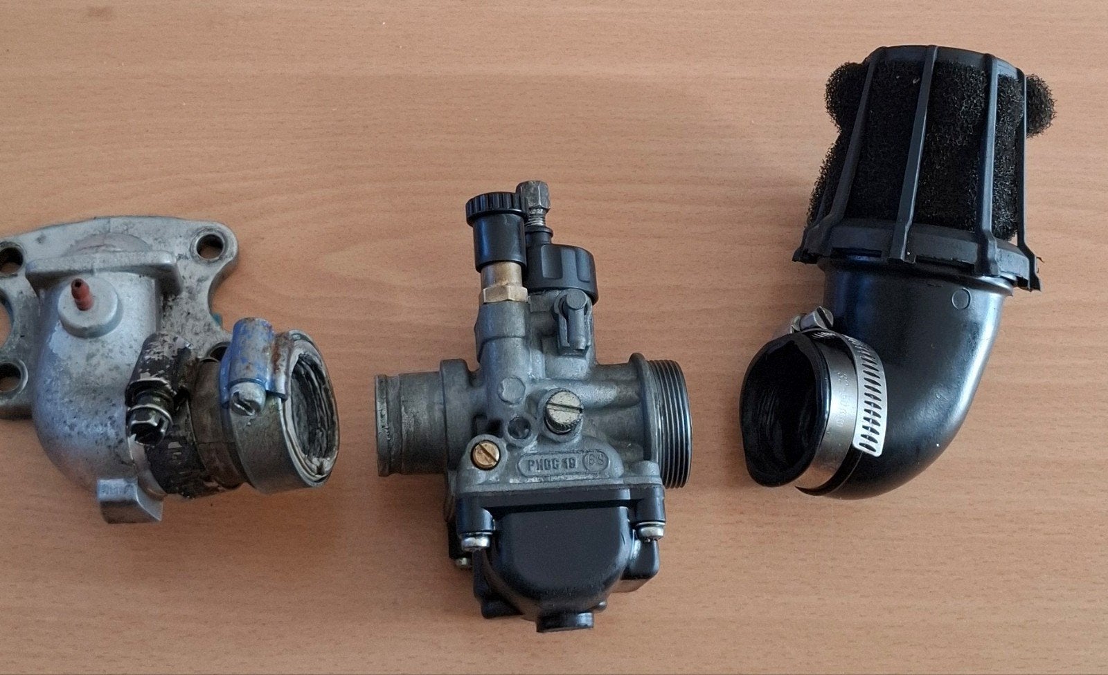 Inlaatset Peugeot Verticaal met Dellorto PHBG 19mm, Ophalen of Verzenden, Gebruikt, Carburateur, Dellorto, Polini