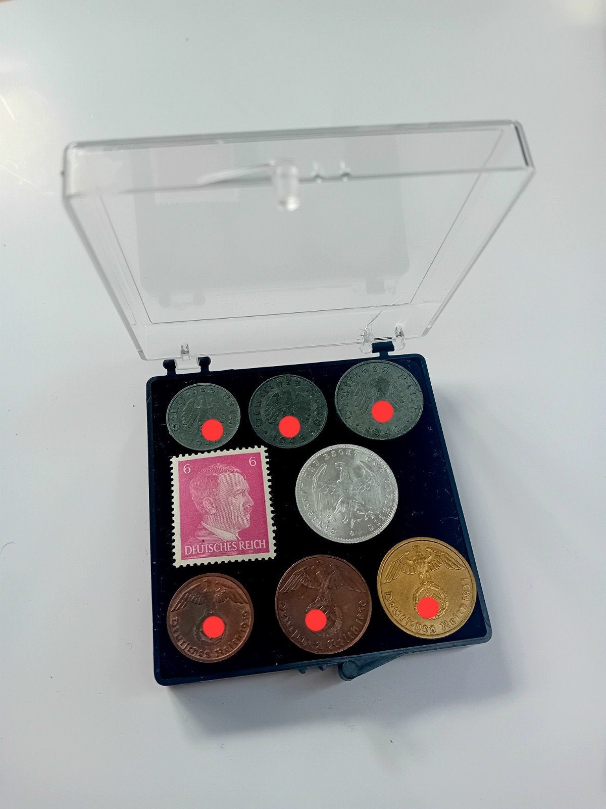 WO2 Duitse Munten Set 6x Reichspfennig + Postzegel Hitler, Ophalen of Verzenden, Overige soorten, Duitsland, Overige typen