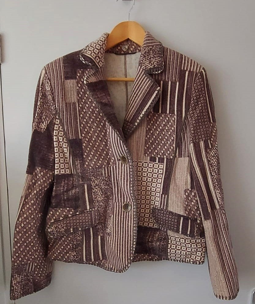 Vintage Patchwork Jasje - Bruin/Beige, maat 40, Kleding | Dames, Maat 38/40 (M), Bruin, Ophalen of Verzenden, Zo goed als nieuw