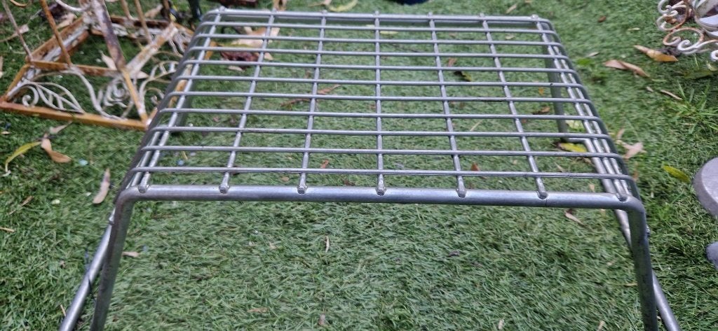 Gegalvaniseerd metalen caravan opstapje/plantenrek(brocante), Ophalen of Verzenden, Gebruikt