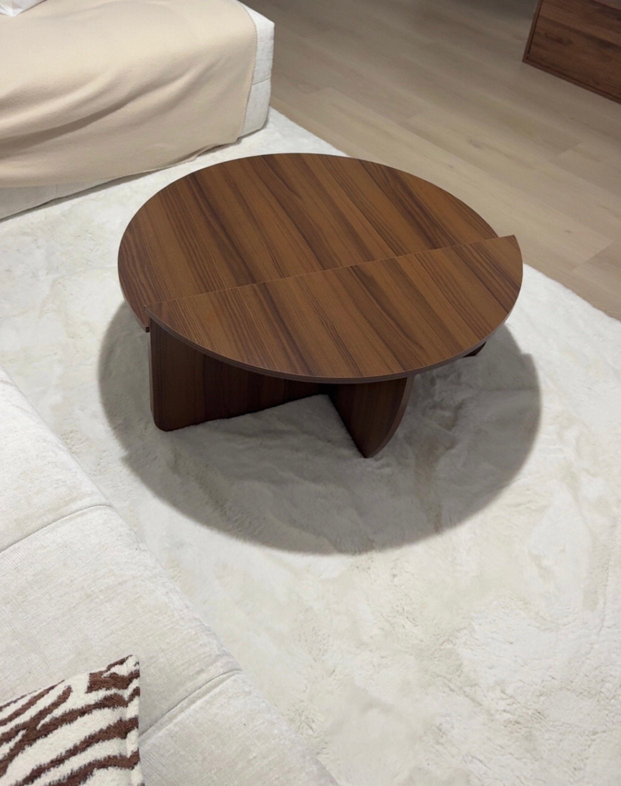 Ronde salontafel Action – walnootbruin – 2 niveaus – nieuw, Ophalen, Zo goed als nieuw, Rond, 50 tot 100 cm