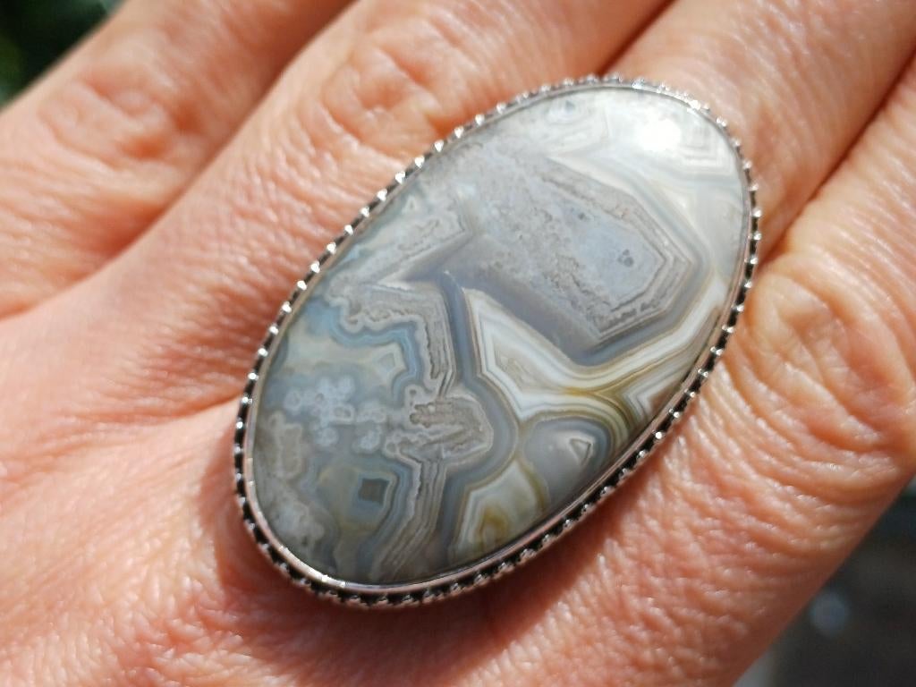 Vanoli - Opmerkelijke 925 zilver ring lace agaat maat 18,75, Sieraden, Tassen en Uiterlijk, Ringen, Daiva1973@hotmail.com, 18 tot 19