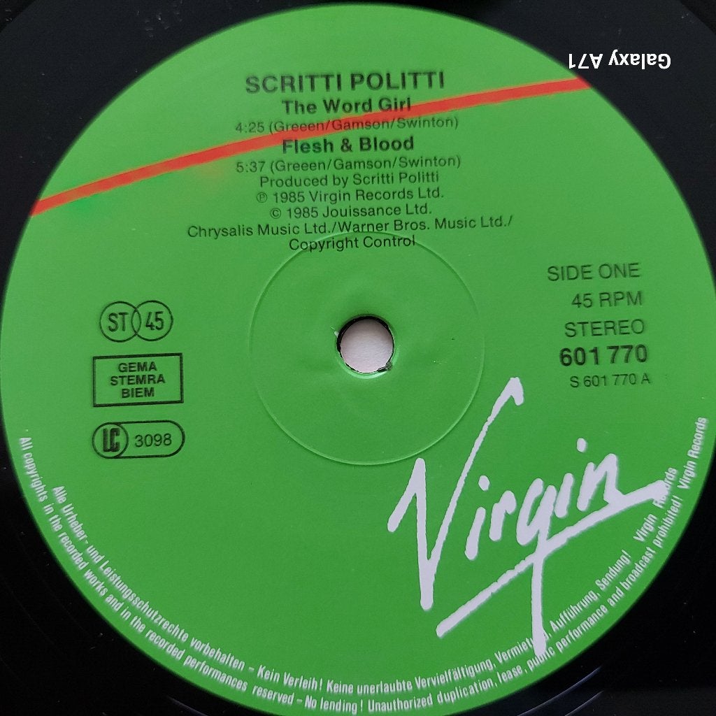 12 inch Maxisingel Scritti Politti - The Word Girl (1985), Gebruikt, Pop, Ophalen of Verzenden, Beschermende buitenhoes