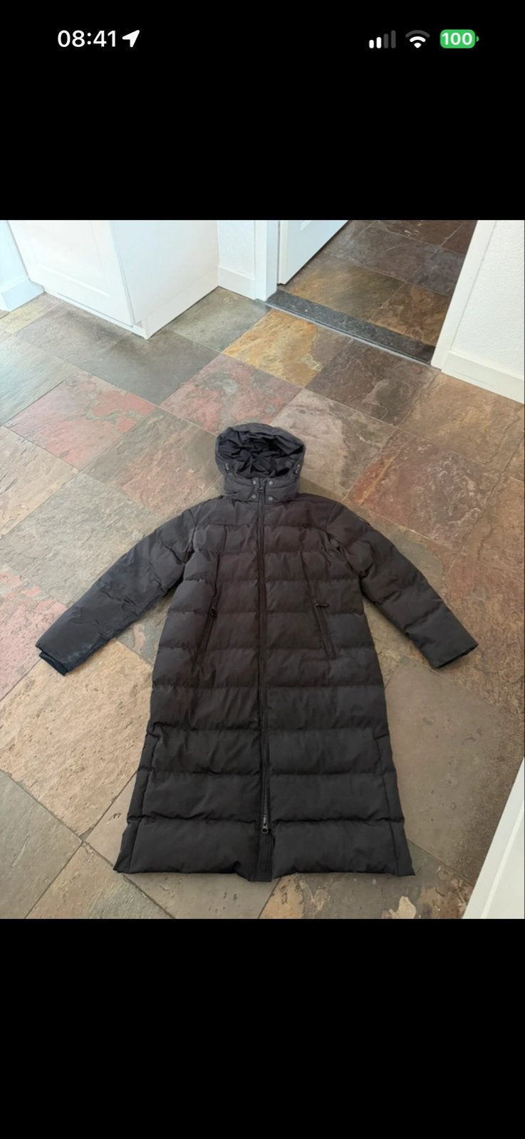 Airforce grace lange zwarte winterjas met capuchon, Ophalen, Gedragen, Maat 38/40 (M), Zwart
