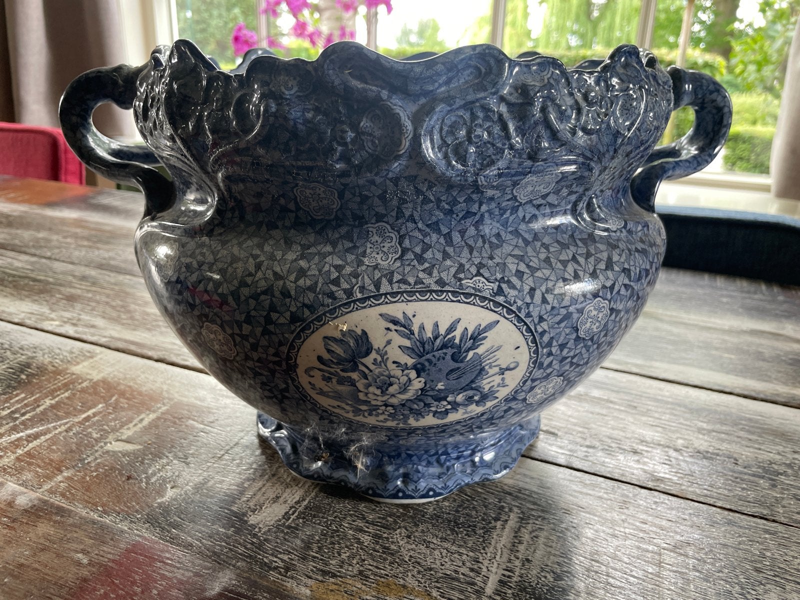 Grote antieke Frans Anton Mehlem plantenbak, Antiek en Kunst, Antiek | Vazen, Ophalen of Verzenden