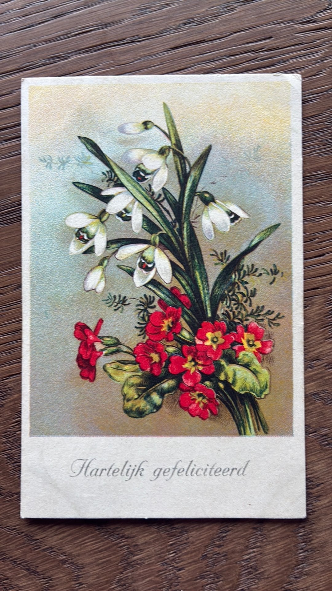 Boeketje met sneeuwklokjes. 1940. Felicitatie, Verzamelen, Ophalen of Verzenden, 1920 tot 1940, Gelopen, Overige thema's