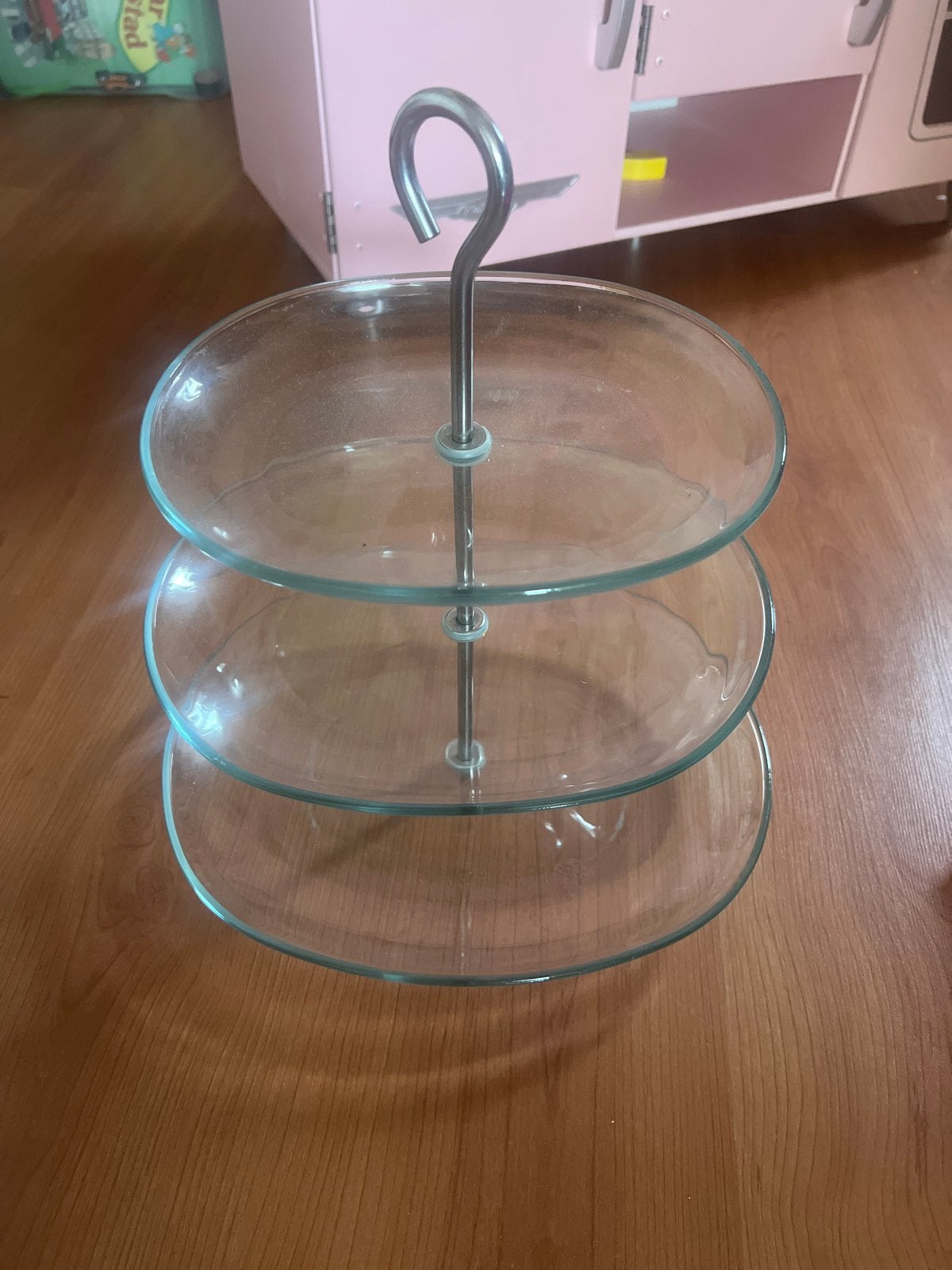 Glazen etagere met 3 lagen, Ophalen of Verzenden, Zo goed als nieuw, Overige merken, Glas