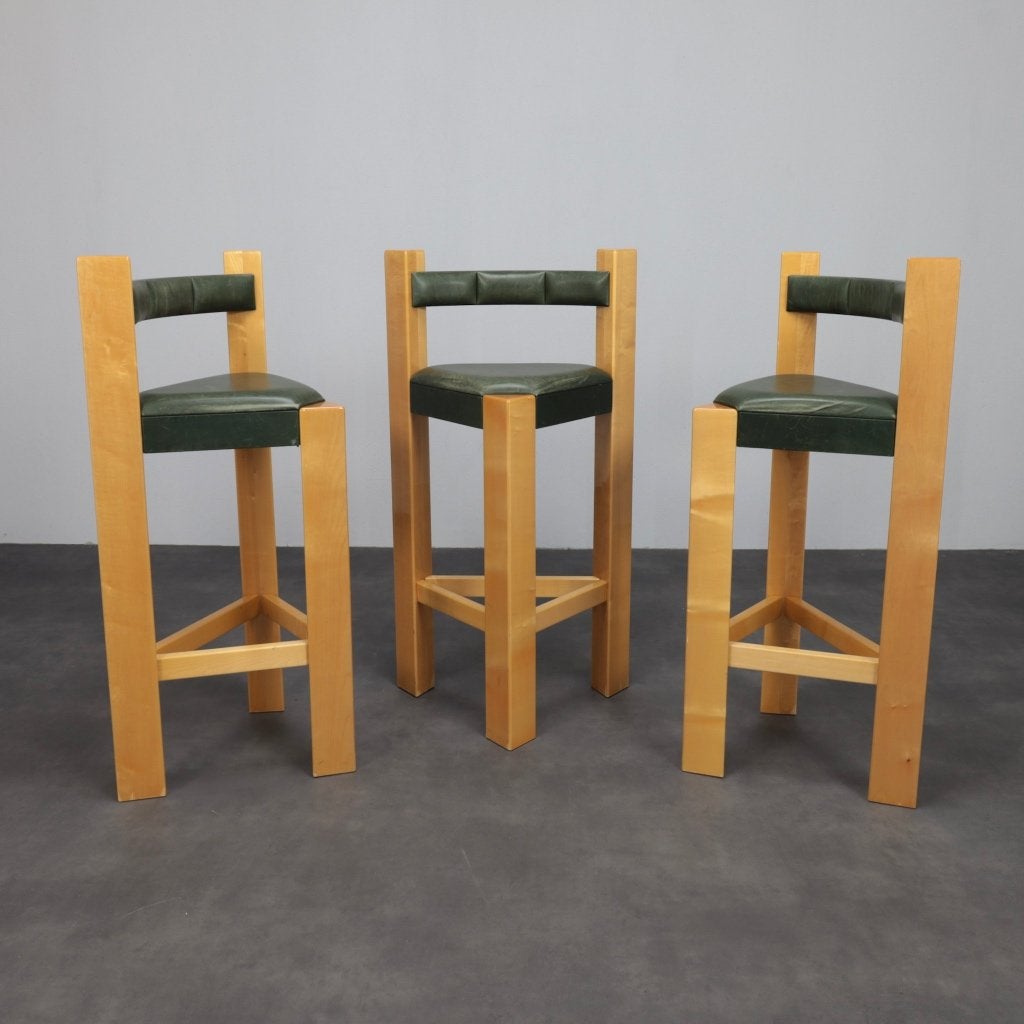 3 Postmoderne Barkrukken Leer Jaren 90, Ophalen, Gebruikt, 90 cm of meer, 3 krukken