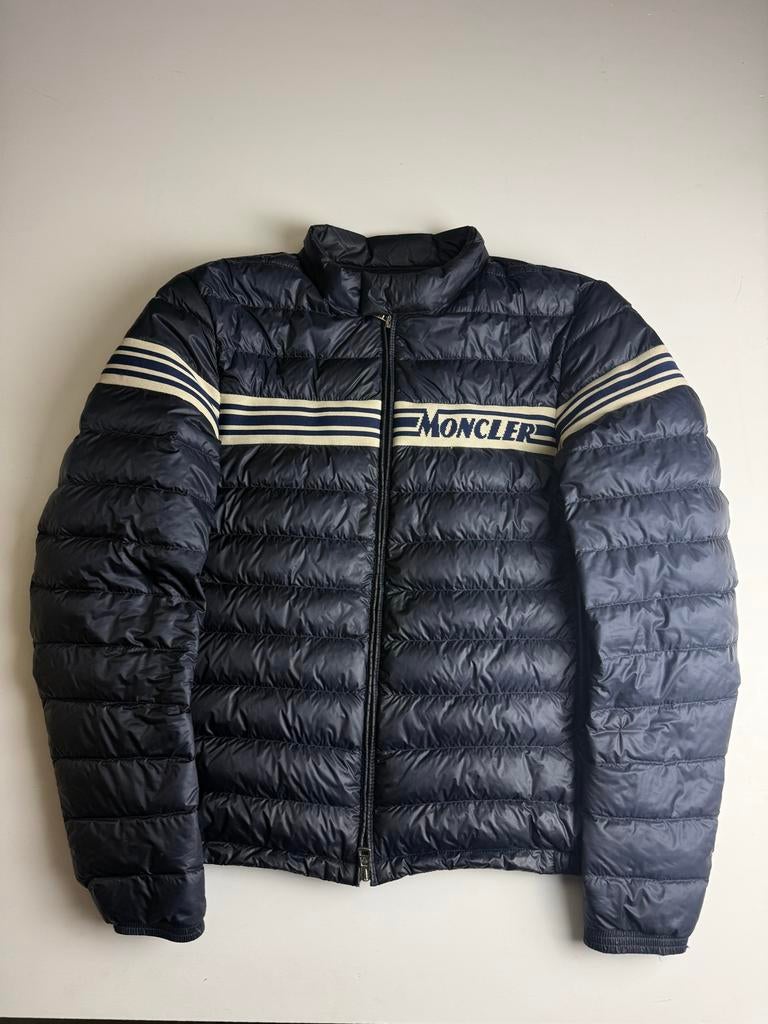 Moncler Heren Jas Navy Blauw Maat L, Ophalen of Verzenden, Zo goed als nieuw, Maat 52/54 (L), Blauw