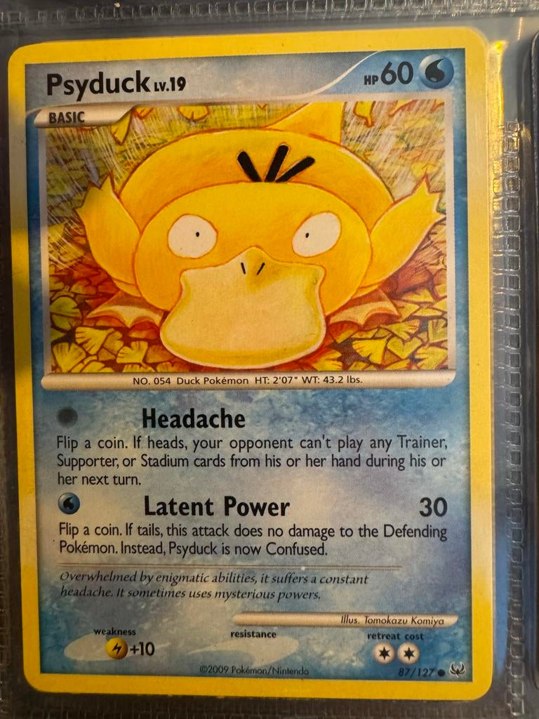 Pokémon kaart Psyduck Lv.19 (2009) - Zeldzaam verzamelobject, Ophalen of Verzenden, Gebruikt, Losse kaart