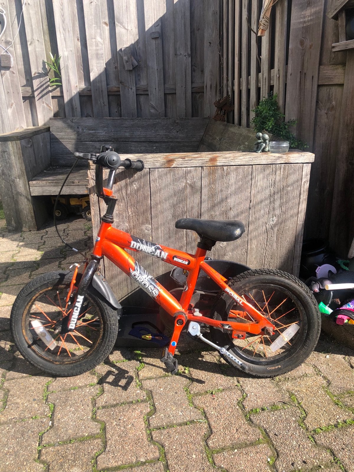 Duncan Cross Kinderfiets - Oranje, Ophalen of Verzenden, Gebruikt, Terugtraprem, 16 tot 20 inch