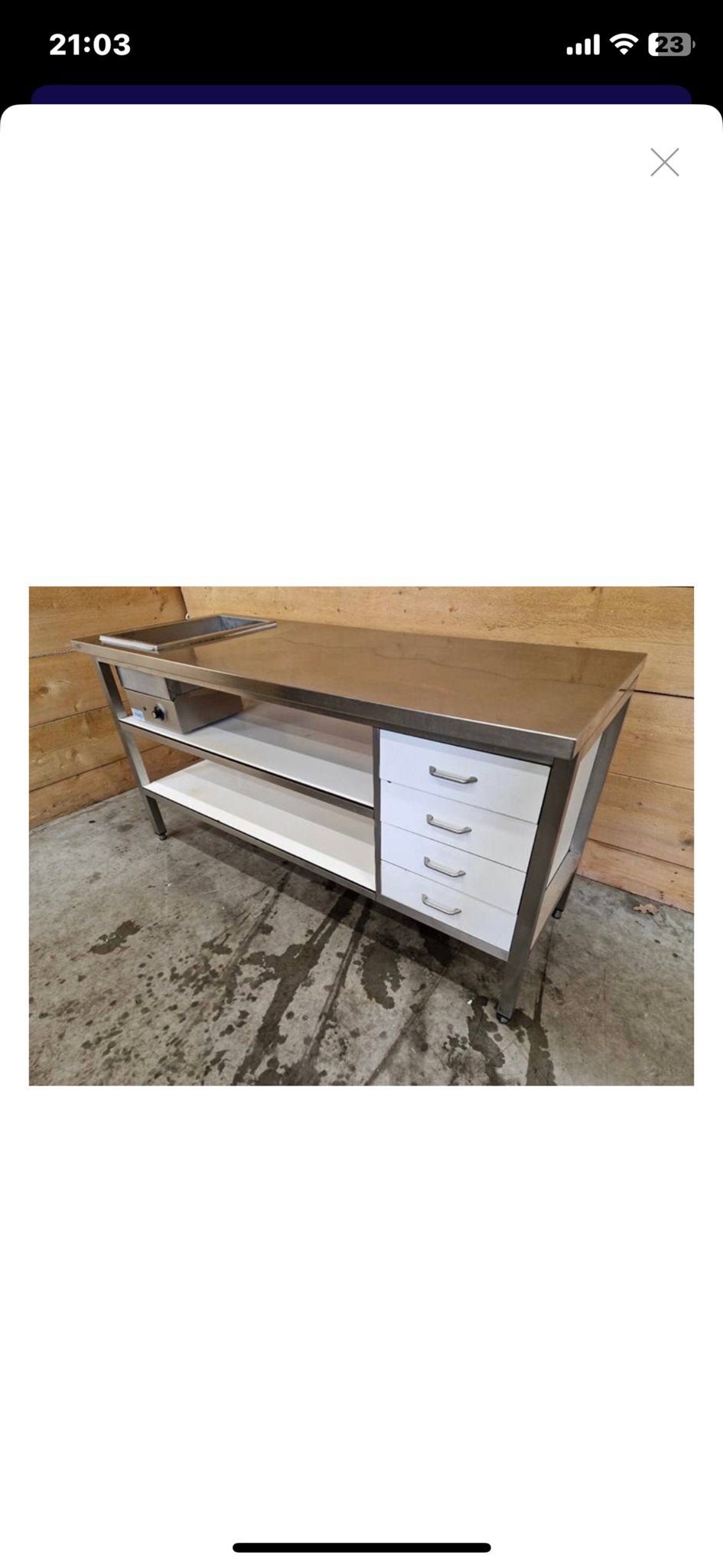 RVS Werkbank met Bain-Marie en Lades - Horeca Keuken, Ophalen of Verzenden, Zo goed als nieuw, Elektrisch, Vrijstaand