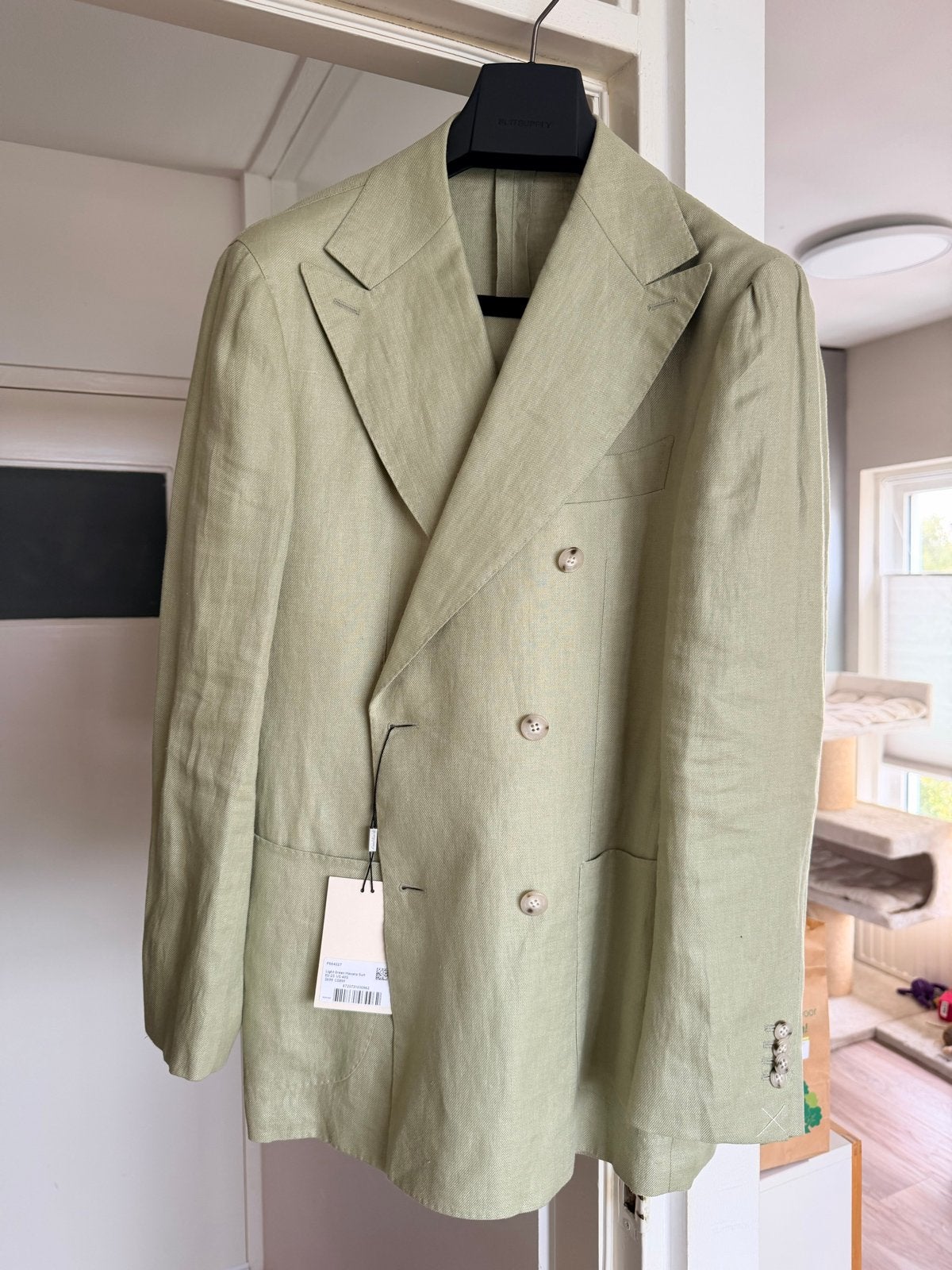 SUITSUPPLY Lichtgroen Linnen Pak Maat 25 (Havana), Ophalen of Verzenden, Nieuw, Overige maten, Groen