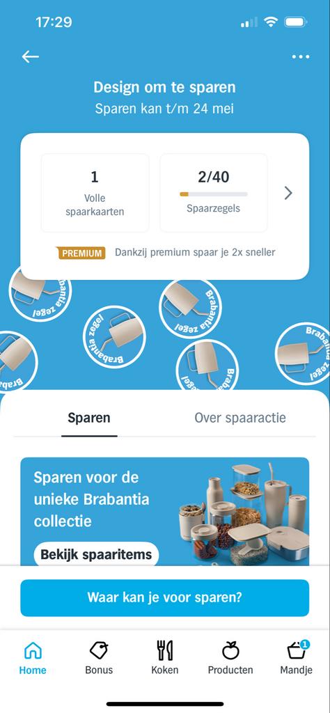 Volle Albert Heijn Brabantia spaarkaart (digitaal), Hobby en Vrije tijd, Spaarzegeltjes, Ophalen of Verzenden, Winkel, Super of Benzinepomp