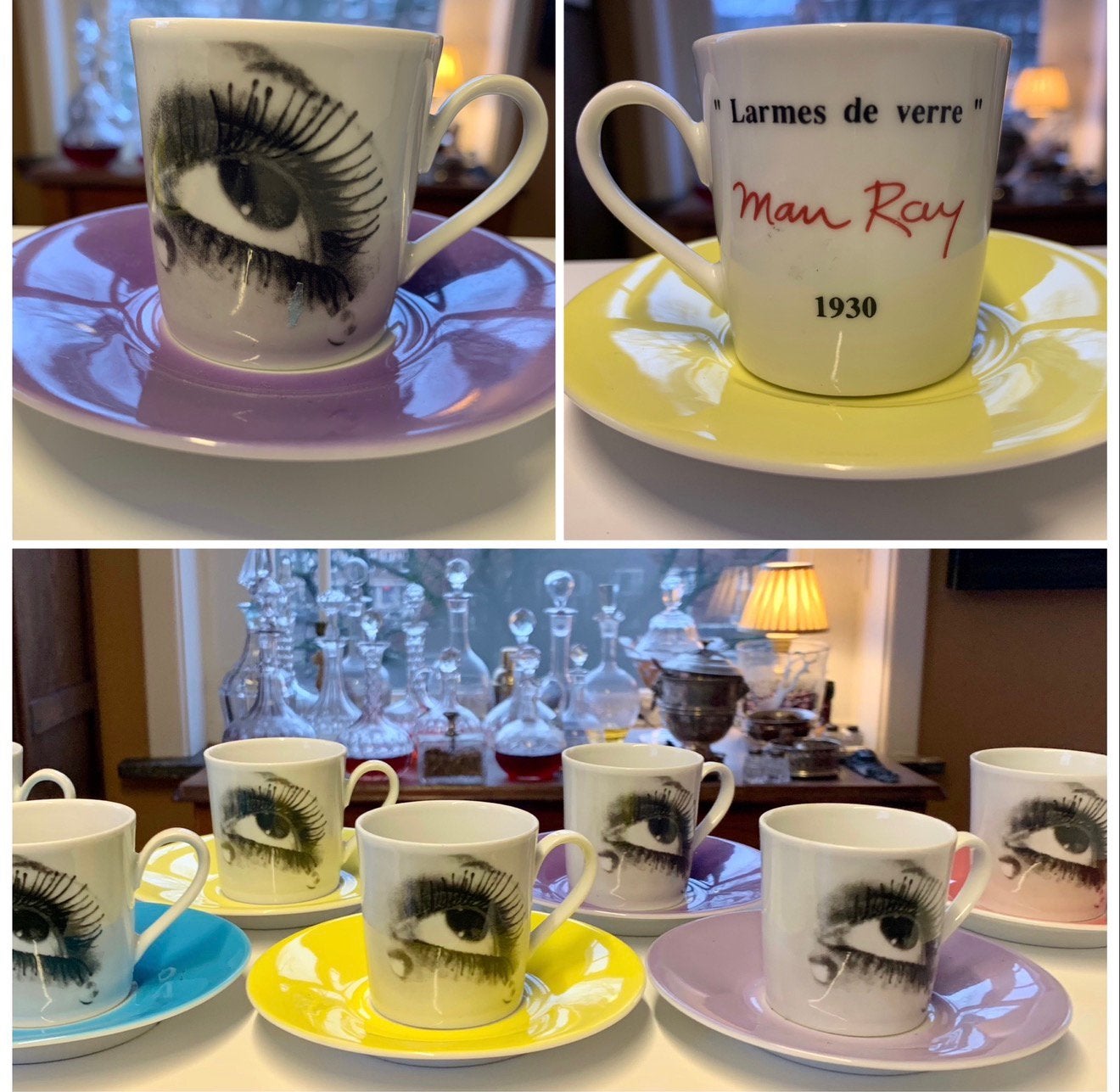 Vintage Man Ray “Larmes de Verre” kop/ schotel – Axis Paris, Ophalen of Verzenden