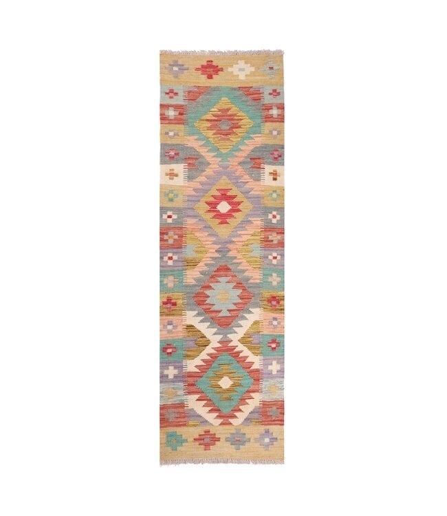 Handgeweven Kelim Loper Wol Vloerkleed Tapijt 193x58 cm, Nieuw, Sadikaberdy@gmail.com, Wol, Handgeweven Kelim Loper
