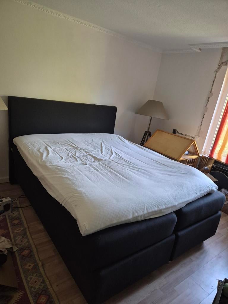 Swiss Sense Boxspring 160x210 met topper, 2 hardheden, Ophalen, Gebruikt, Tweepersoons, Stof